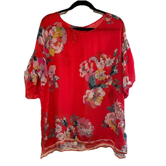 JOHNNY WAS Passon Flower Eloise Tunic Blouse Sz M - Picture 2 of 7